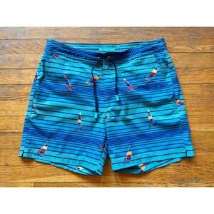 TORI RICHARD Blue Catamaran Swim Shorts w/Tradewind Technology sz 34
